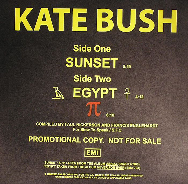 Kate Bush "Sunset" 12inch promo