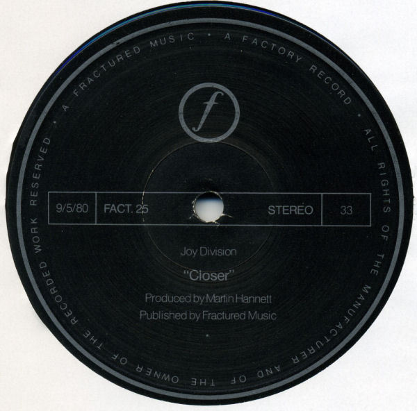 Joy Division "Closer" (factory) 1980 LP original pressing VG+