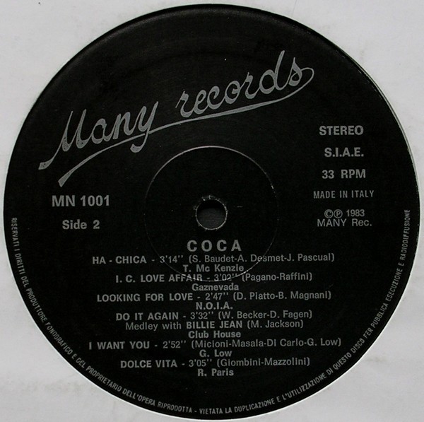 Tony Carrasco "Coca" incl. Gaznevada;Ris,N.o.i.a...(Many Records) LP Vinyl original pressing 1983
